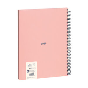 Cahier à spirale papier quadrillé 80 pages A4 série 1918 rose