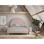 Lit Moon 140x200cm Rose avec pouf