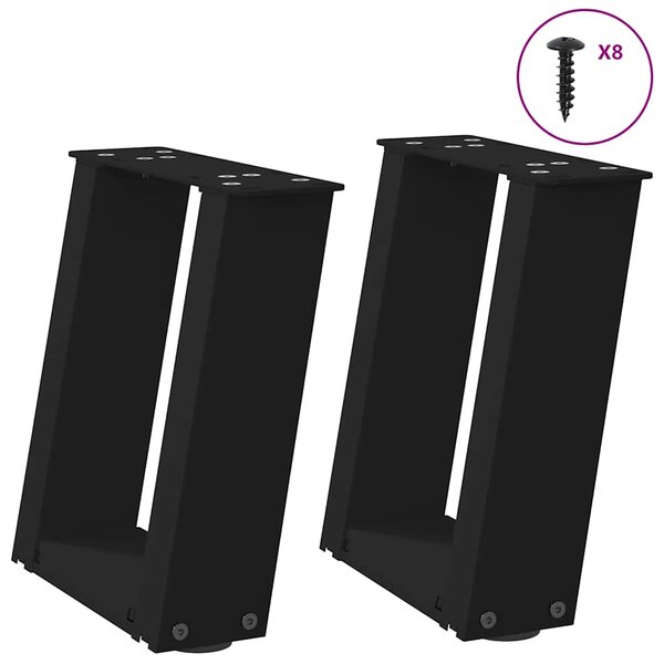 vidaXL Pieds de table basse en U 2 pièces Noir 30 x (30-31) cm Acier