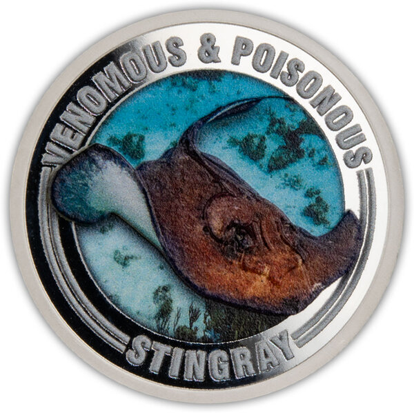 Pièce de monnaie en Argent 1 Dollar g 15.57 (1/2 oz) Millésime 2022 Venomous and Poisonous STINGRAY
