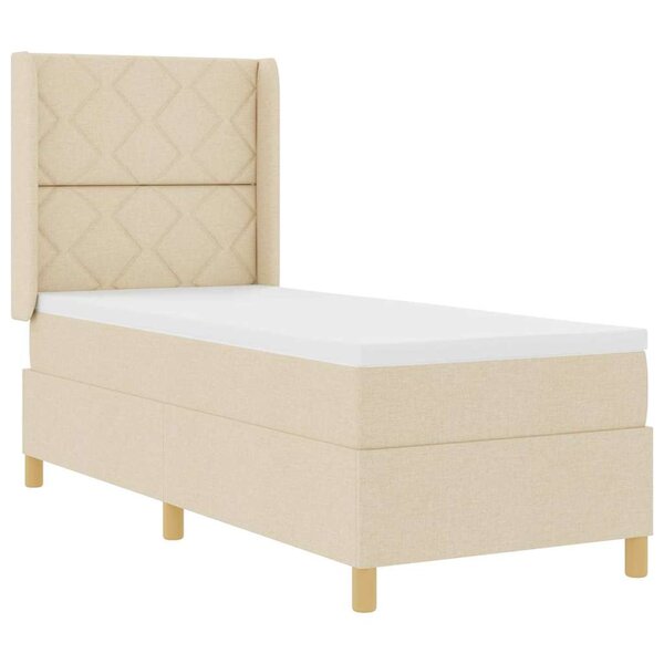 vidaXL Lit à ressorts avec matelas Crème 140 x 200 cm tissu