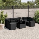 vidaXL Salon de jardin 8 Pièces avec coussins noir résine tressée