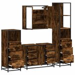 vidaXL Ensemble meubles salle de bain 4 Pièces chêne fumé bois ingénierie