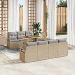vidaXL Ensemble de canapé de jardin avec coussin 8 Pièces Beige et gris