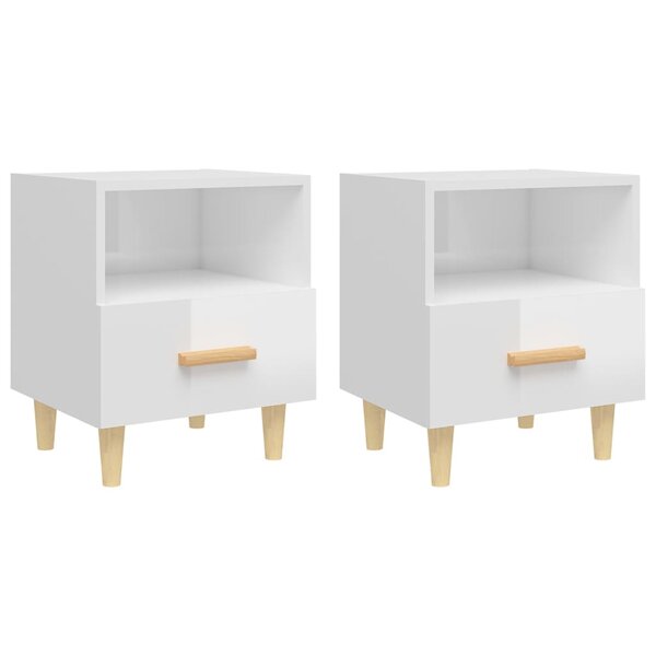 vidaXL Tables de chevet 2 Pièces blanc brillant 40x35x47 cm