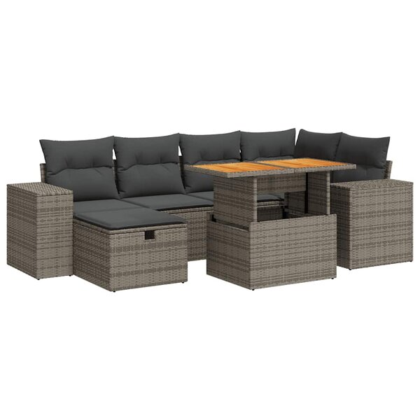 vidaXL Salon de jardin avec coussins 8 Pièces gris résine tressée acacia