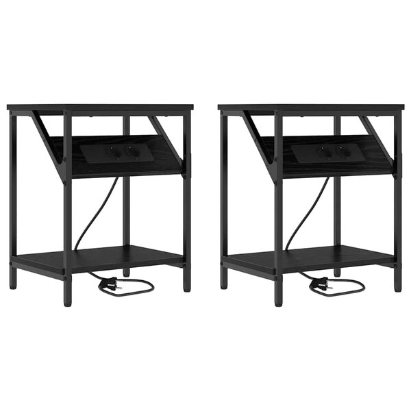 vidaXL Armoires de chevet 2 Pièces Chêne noir 38 x 30 x 48 cm