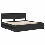 vidaXL Cadre de lit avec tête de lit Noir 200 x 200 cm Pin massif