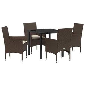 vidaXL Ensemble de salle à manger pour jardin 5 Pièces Marron polyrotin