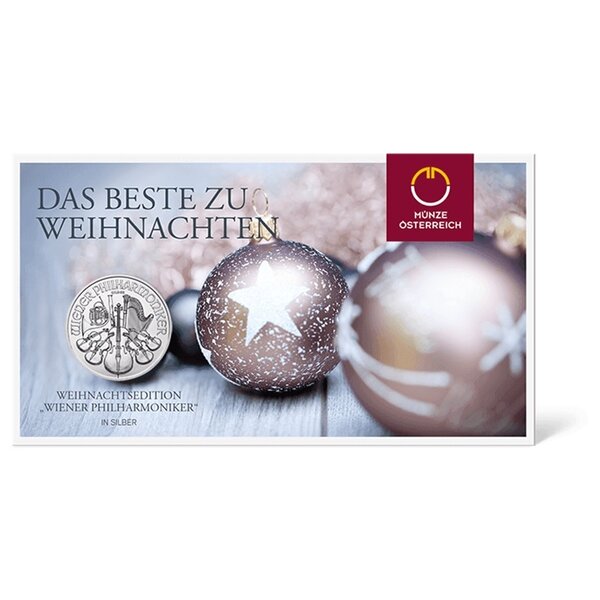 Pièce de monnaie 1,50 euro Autriche 2015 1 once argent – Philharmonique (édition de Noël)