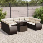 vidaXL Salon de jardin 10 Pièces avec coussins marron résine tressée