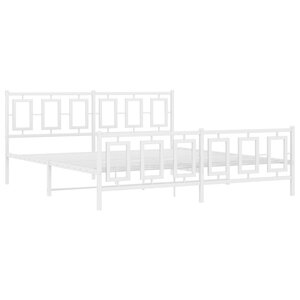 vidaXL Cadre de lit métal sans matelas et pied de lit blanc 180x200 cm