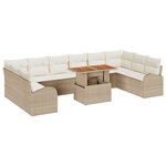 vidaXL Ensemble de canapé de jardin 11 Pièces Beige Poly rotin