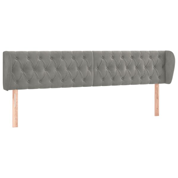 vidaXL Tête de lit avec oreilles Gris clair 183x23x78/88 cm Velours