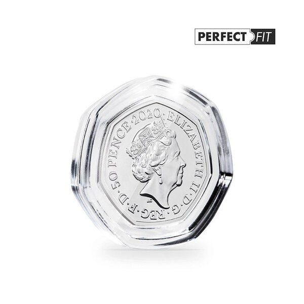 Capsules rondes ULTRA PERFECT FIT pour pièces de 50 pence GB. Paquet - 10 capsules