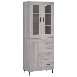 vidaXL Buffet haut Sonoma gris 69 5x34x180 cm Bois d'ingénierie