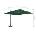 vidaXL Parasol déporté avec mât en aluminium 400x300 cm vert