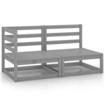Salon de jardin meuble d'extérieur ensemble de mobilier 2 pièces gris bois de pin massif 02_0015912