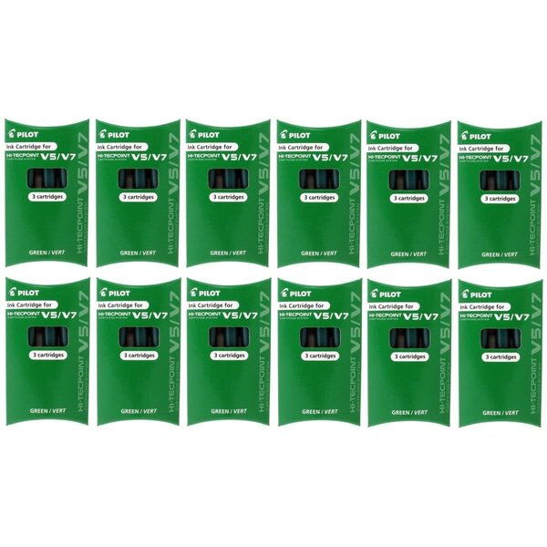 Pochette de 3 recharges pour v5/v7 begreen encre verte x 12 pilot
