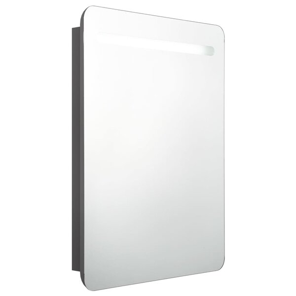 vidaXL Armoire de salle de bain à miroir LED gris 60x11x80 cm