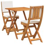 vidaXL Ensemble bistrot 3 Pièces Marron Bois d'acacia massif