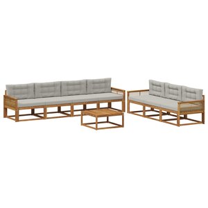 vidaXL Ensemble de canapés d'extérieur 8 Pièces Naturel et Gris clair