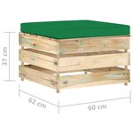 vidaXL Salon de jardin 2 Pièces avec coussins Bois imprégné de vert