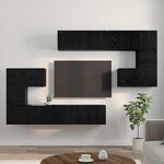 vidaXL Unites TV Montage mural 4 Pièces Chêne noir Bois d'ingénierie