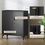 Armoire de bureau 80 x 35 x 91 cm portes verrouillables 2 étagères sécurisée et stable design contemporain en métal noir 21_0006405