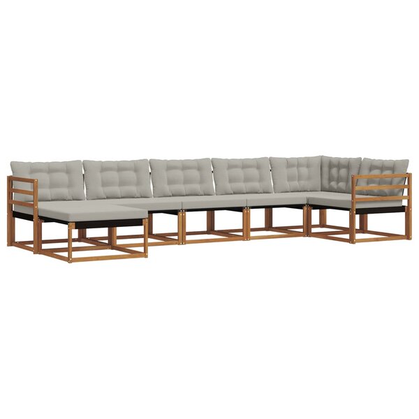 vidaXL Ensemble de canapés d'extérieur 7 pc Gris Naturel et Clair