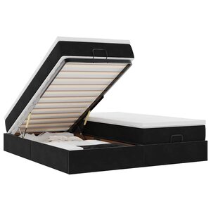 VidaXL Cadre de lit ottoman avec matelas noir 160x200 cm velours