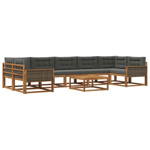 vidaXL Ensemble de canapés d'extérieur 8 Pièces Naturel et Anthracite