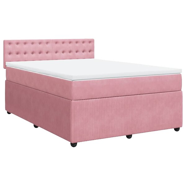 vidaXL Sommier à lattes de lit avec matelas Rose 160x200 cm Velours