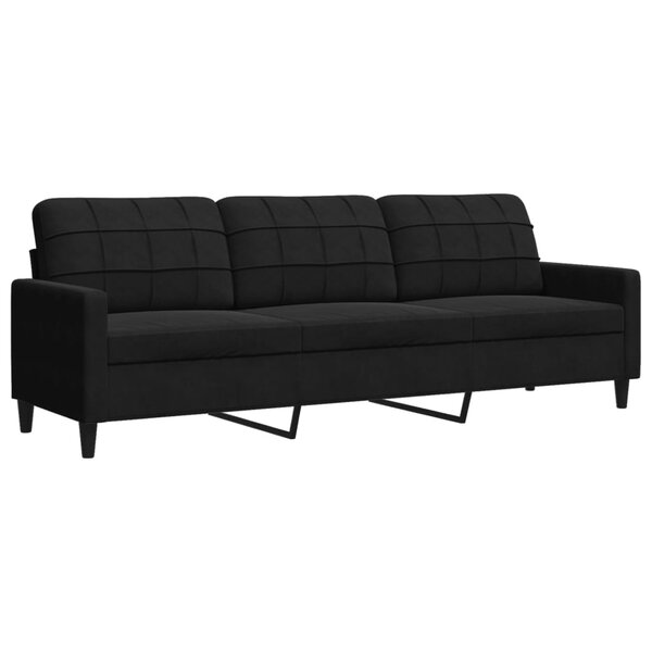 vidaXL Canapé à 3 places Noir 210 cm Velours