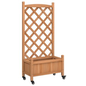vidaXL Jardinière avec treillis et roues marron bois massif de sapin