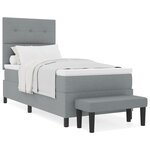 vidaXL Lit Box Spring avec Matelas & Banc Gris Clair 100x200 cm Tissu
