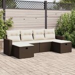 vidaXL Salon de jardin avec coussins 6 Pièces marron résine tressée