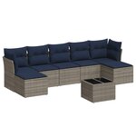 vidaXL Salon de jardin 8 Pièces avec coussins gris résine tressée