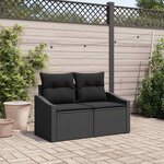 vidaXL Canapé de jardin avec coussin Noir 123 x 62 x 69 cm polyrotin