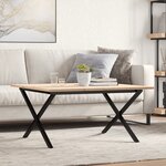 vidaXL Table basse cadre en X 80x80x45 cm bois de pin massif et fonte