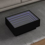 vidaXL Table basse avec LED noir 70x50x30 cm bois d'ingénierie