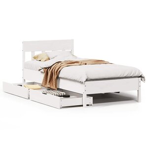 vidaXL Cadre de lit sans matelas blanc 90x190 cm bois de pin massif