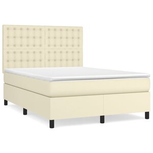 vidaXL Sommier à lattes de lit avec matelas Crème 140x200cm Similicuir