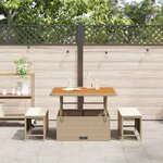 vidaXL Ensemble de salle à manger pour jardin 3 Pièces Beige Poly rotin