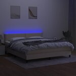 vidaXL Sommier à lattes de lit avec matelas LED Crème 180x200 cm Tissu