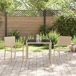 vidaXL Ensemble de salle à manger pour jardin 3 Pièces Beige