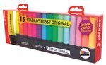 Set de bureau 15 surligneurs boss coloris 9 fluo et 6 pastel stabilo