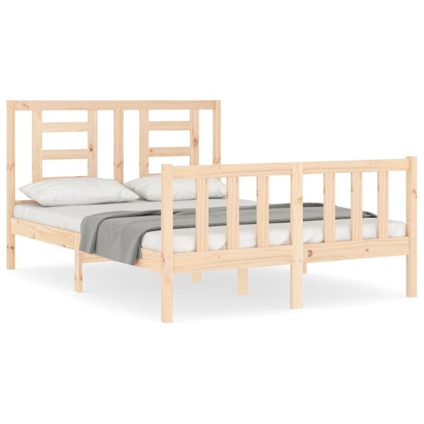 vidaXL Cadre de lit avec tête de lit 140x190 cm bois massif