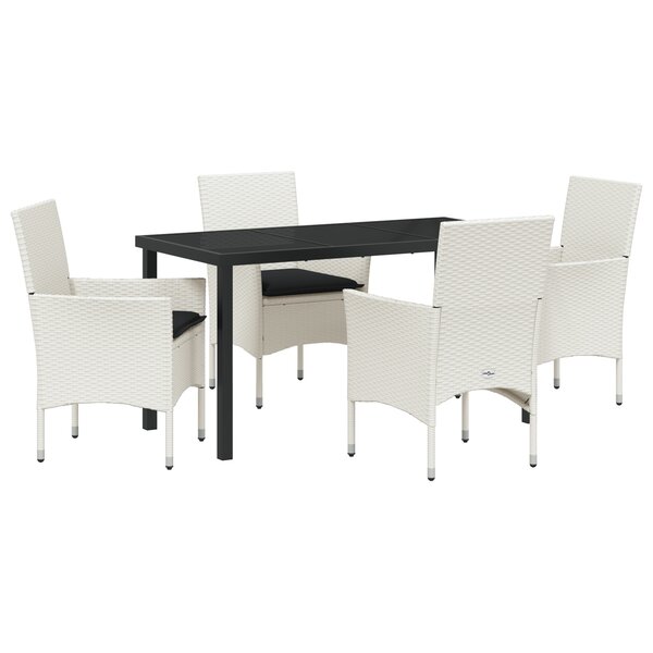 vidaXL Ensemble de salle à manger de jardin 5 pièces avec coussins Rattan blanc