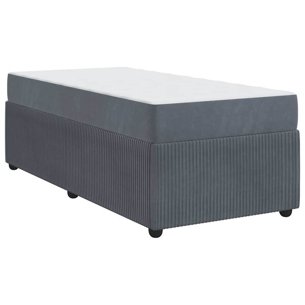 vidaXL Cadre de lit avec matelas Gris foncé 90 x 200 cm Velours